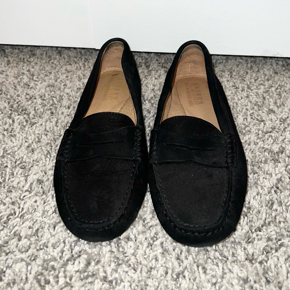 LAUREN RALPH LAUREN / EUC Black Suede Driving Mocs / Size 6